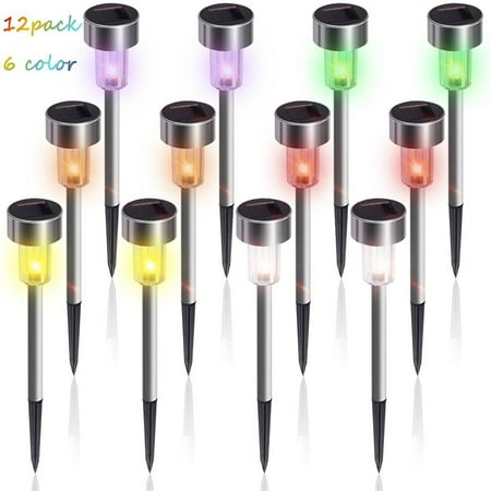 

Mittory Outdoor Garden Glass Stainless Steel Waterproof Yard LED Solar Lights Lamp 12pc Trendy Multicolor