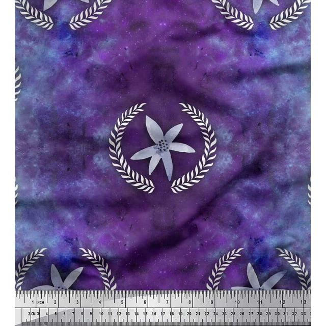 Soimoi Rayon Fabric Leaves,Floral & Galaxy Texture Print Fabric by Yard 42 Inch Wide