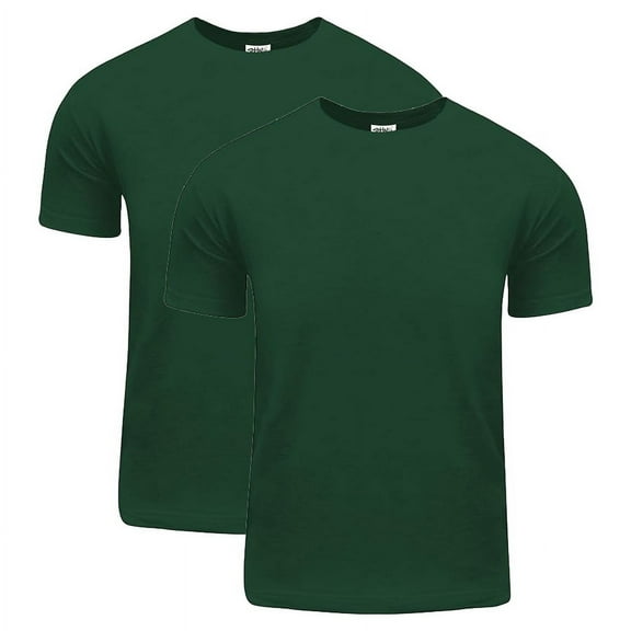 2 Pack Shaka Wear Men's Active Comfort Cotton Short Sleeve Crew Neck T-Shirt - Hunter Green - Medium