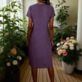 thumbnail image 5 of Gamivast Womens Summer Linen Dresses Short Sleeve V-Neck Tshirt Dress Solid Loose Fit Shift Dress Knee Length Casual Work Office Daily Wear Vacation, 5 of 8