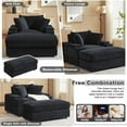 thumbnail image 3 of BUIORD Accent Chair with Ottoman, Corduroy Upholstered Single Sofa Armchair with Storage Armrest and Cup Holders, Accent Sofa Furniture for Living Room Bedroom, Black, 3 of 7