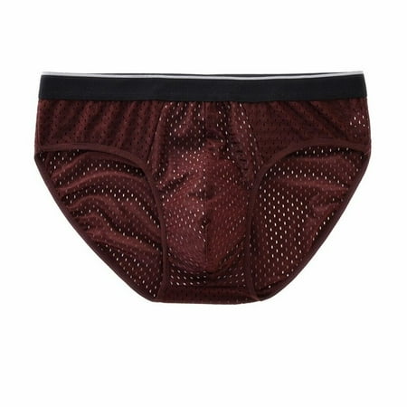 

Mens Ultra-Thin Sexy Thongs Underwear Low-Waist Ice Silk Transparent Mesh Briefs