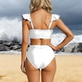 thumbnail image 5 of QUNYINEY Solid Womens Bikini Swimsuits 2 Piece High Waisted Triangle Bathing Suits Ruffle Tummy Control Swimsuit Sets, 5 of 8