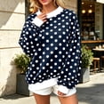 thumbnail image 5 of Womens Mock Neck Sweatshirts Oversized Pullover Polka Dot Fall Turtleneck,Fall Fashion Tops Long Sleeve Tops Casual Lounge Travel Work Hiking Tees Navy 2XL, 5 of 10