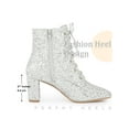 thumbnail image 6 of BLISSFUL STEP Women's Ankle Boots Chunky Heel Lace Up Side Zip Square Toe Party Boots Silver 8, 6 of 7