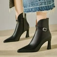 thumbnail image 2 of Women's Ankle Boots Stylish Pointed Toe Leather Ankle Boots With Zipper Detail And Stiletto High Heel For A Retro Comfortable Vibe, 2 of 9
