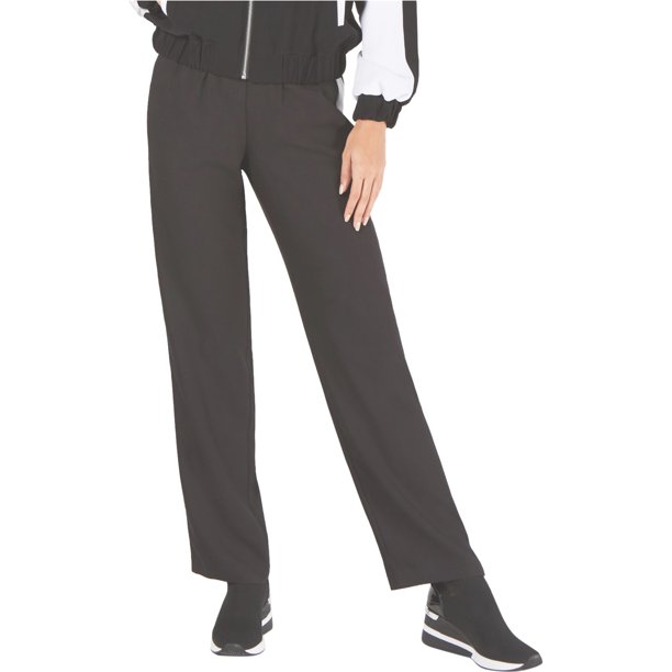 Michael Kors Pantalones de chándal atléticos a rayas para mujer, negro, extragrande