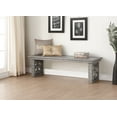 thumbnail image 3 of Benzara Wooden Dining Bench with Sled Legs and Decorative Scrolled Motifs, Gray, 3 of 3
