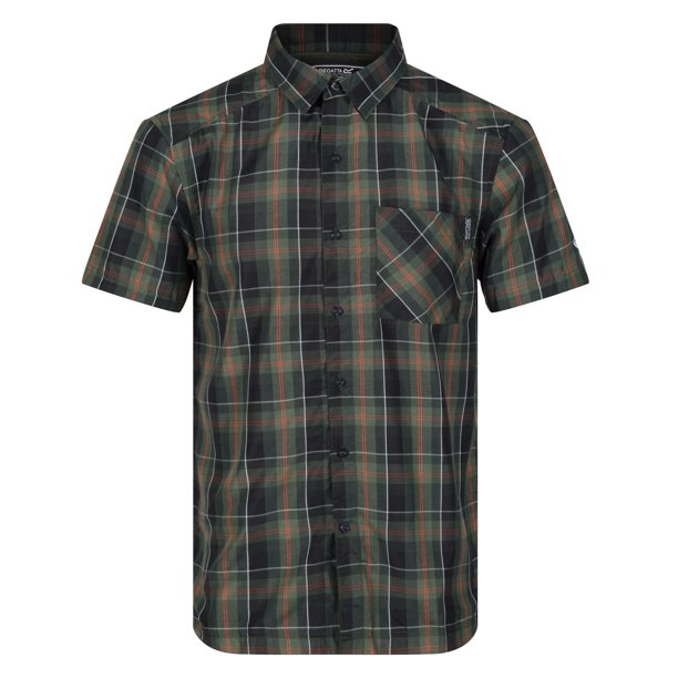 Regatta - Camisa Kalambo V Cuadro de Manga Corta para Hombre (Bosque Intenso)