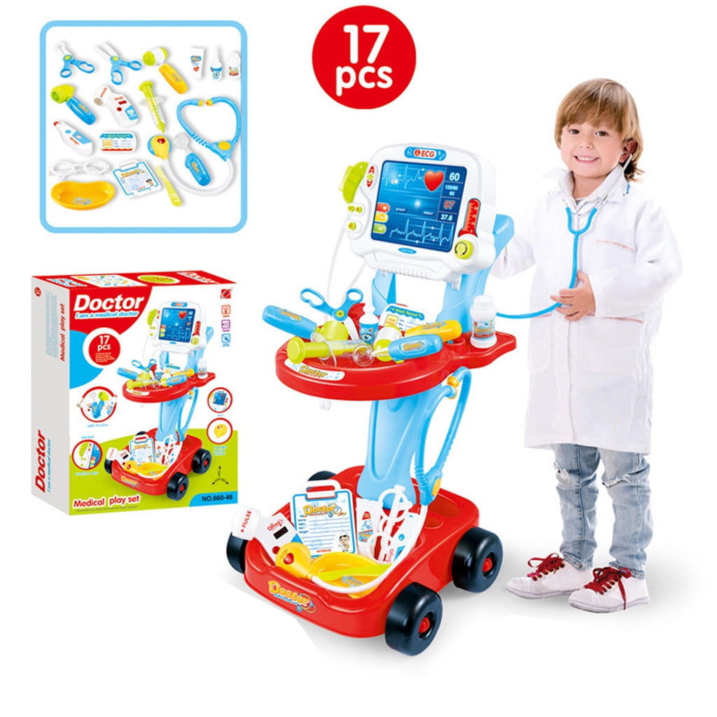 Electric Doctor Nurse Medical Trolley Toy kid's Pretend Playset Role Play Set 
