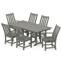 POLYWOOD Vineyard 7-Piece Farmhouse Plastic Dining Set, Slate Gray