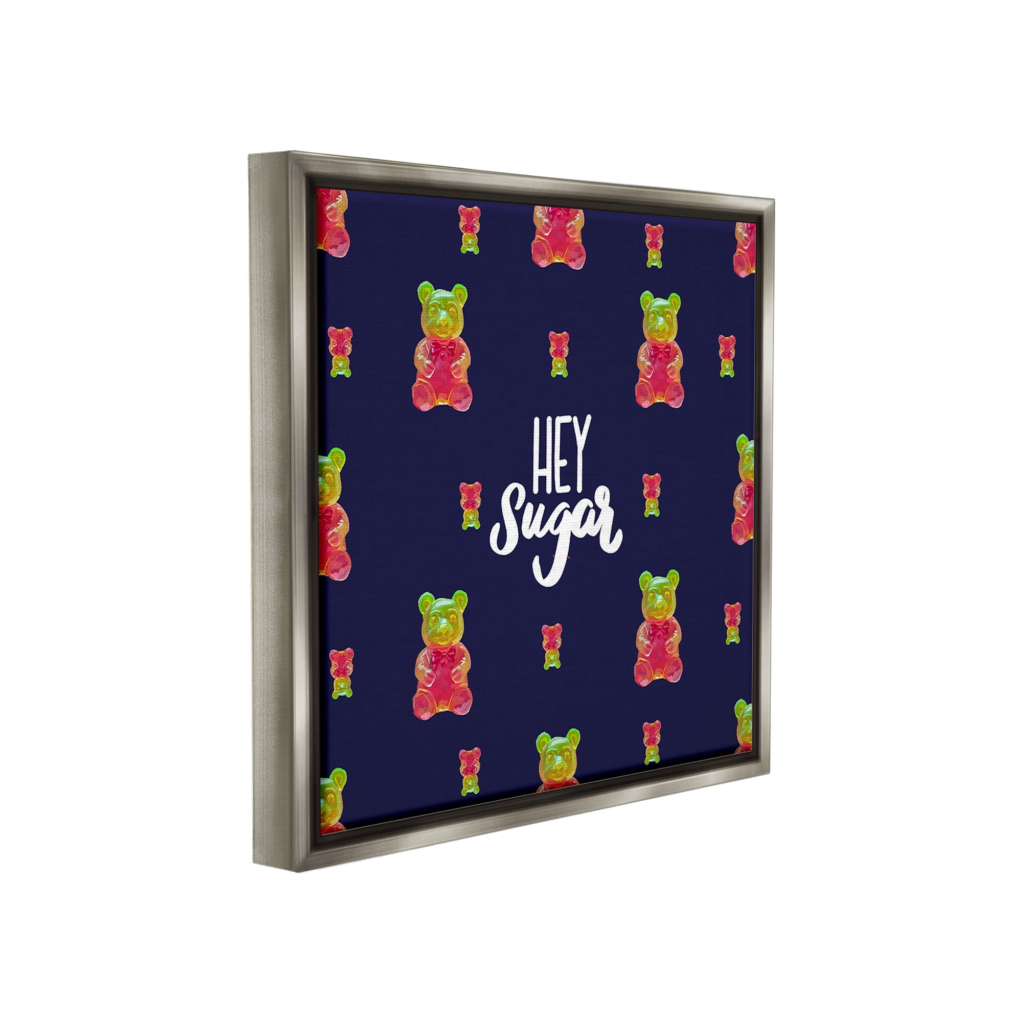 Stupell Industries Hey Sugar Candy Bear Food & Beverage Painting Gray Floater Framed Canvas Art Print Wall Art, 25 x 25