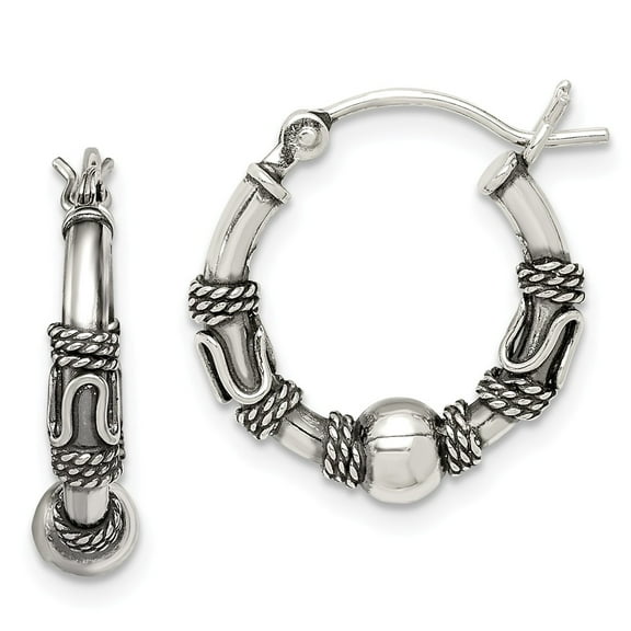 White Sterling Silver Earring Hoop Women'S 18 mm 17