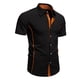 thumbnail image 1 of pstuiky camisetas de hombre, Blusa informal de encaje con botones y manga corta para hombre camisetas de hombre xxl, 1 of 7
