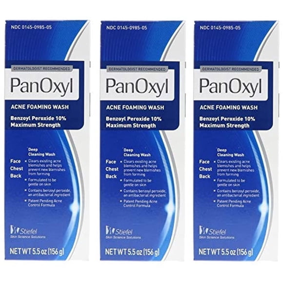 Limpiador facial PanOxyl Stiefel con peróxido de benzoilo al 10%, 163 ml (paquete de 3)