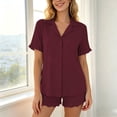 thumbnail image 4 of Cekizud Two Piece Sets for Women Button Down Shirt Ruffled Shorts Pajama Set Loungewear,Sizes S-2XL, 4 of 9