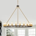 thumbnail image 5 of The Gray Barn  Liam 48-inch Round Wagon Wheel 24-light Chandelier Matte Black Matte Painted, 5 of 5