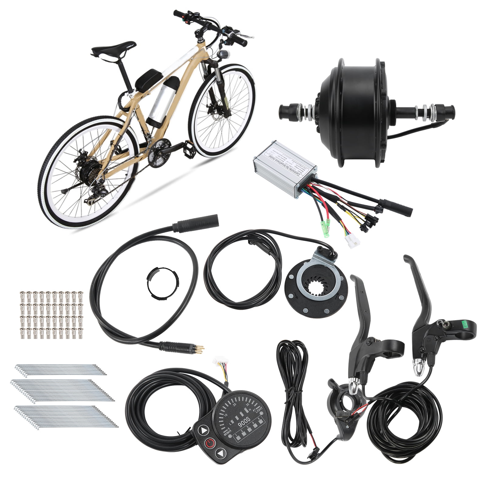 E Bike Conversion Kit 48V 250W 24in Electronic Bicycle Conversion Kit Brushless Motor Hub Control E Bike Conversion Kit Front Rear Wheels With KT 900S Meter Walmart