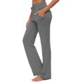 thumbnail image 3 of Yoga Pants with Pocket For Women Dress Pant Casual Relaxed Fit Drawstring Workout Flared Leggings, 3 of 6
