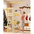thumbnail image 4 of Hzuaneri Cat Tree, 82.6" Tall Multi‑Level Indoor Cat Tower with Scratching Posts, Condo, Hammock and Pom Poms, Beige, 4 of 12