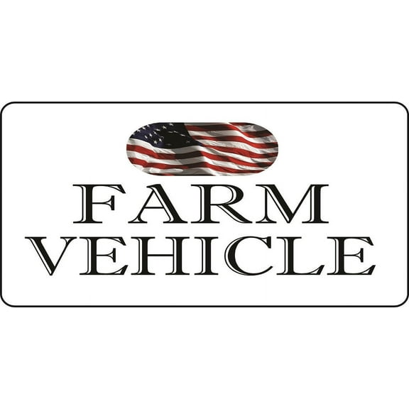 212 Main LPO7441 6 x 12 in. Farm Vehicle on White with U.S. Flag Photo License Plate