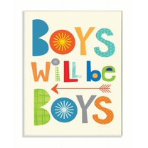 The Kids Room by Stupell Boys Will Be Boys Multi-Color with Arrow Wall Plaqueby Ellen Crimi-Trent