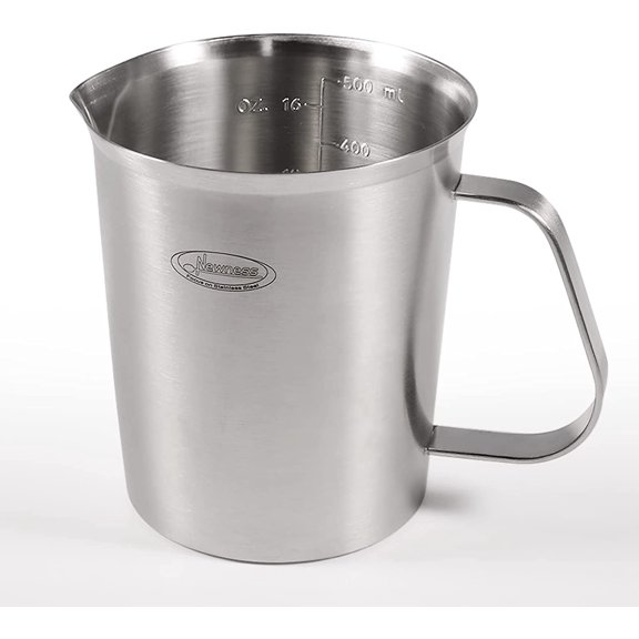 Stainless Steel Measuring Cup, Metal Measuring Cup with Handle (Upgraded, 3 Marking Including Cup/ML/Ounce Scale), 16 Ounces (0.5 Liter, 2 Cup)