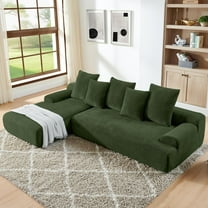 110" Cloud Modular Sectional Sofa, Modern L Shaped Velvet Boneless Couch with Left Facing Chaise, Resilient Foam Compressed Couches with Deep Seat for Living Room, No Assembly Required, Green