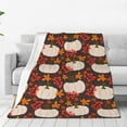 thumbnail image 4 of Cauagu Autumn White Pumpkin Pattern Flannel Bed Blankets,Fleece Blanket Comfortable Air Conditioning Blanket for Sofa Bed Travel Couch & Living Room -80"x60", 4 of 8