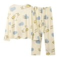 thumbnail image 7 of XIAONU Womens Pajama Sets Cute Cartoon Printed Pleasure Loungewear Round-Neck Long Sleeve Baggy Pants Pullover Homewear Set, 7 of 7