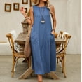 thumbnail image 6 of Meichang Womens Summer Dresses Sleeveless Crew Neck Midi Dress Casual Solid Loose Fit Beach Sundresses 2025 Long Dress with Pockets, 6 of 7