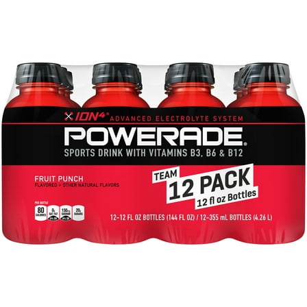 POWERADE Fruit Punch Bottles, 12 fl oz, 12 Pack