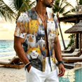 thumbnail image 2 of Uwinwear Linen Cotton Short Sleeve For Men Button Up V Neck Shirts Lightweight Printed Tops Hawaiian Summer Beach Casual Shirts Breathable Casual Wear,White,S, 2 of 8