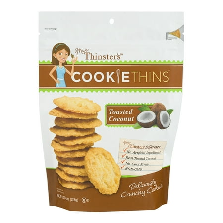 (3 Pack) Mrs. Thinster's Toasted Coconut Cookie Thins, 4 (Best Way To Toast Coconut)