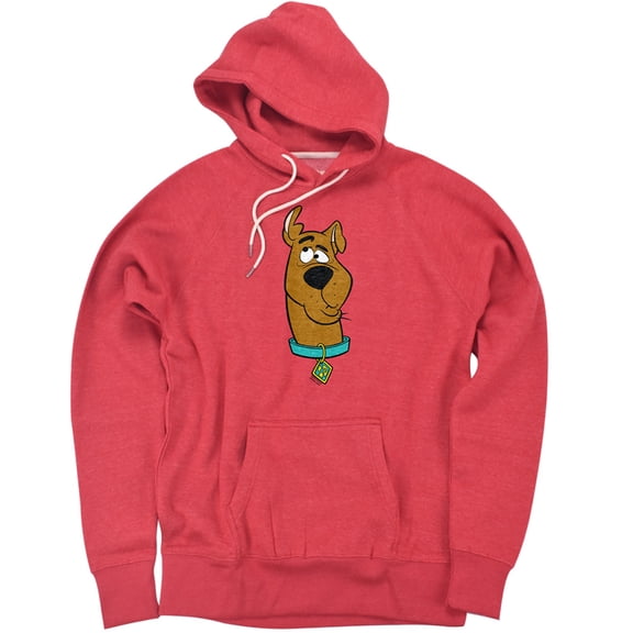 Scooby-Doo Silly Unisex Adult Slim Fit Pull-Over Heather Hoodie, Red, Small