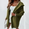 thumbnail image 2 of Dpytoraw Women Solid Color Hooded Patchwork Batwing Sleeve Open Sweater Knitted Cardigan, 2 of 5