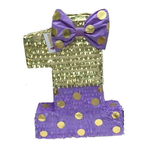 APINATA4U Lavender & Gold Number One Pinata 20" Tall