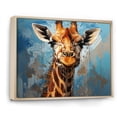 thumbnail image 2 of Designart "Animal Cobalt Giraffe composition" Animals Floater Framed Canvas Wall Art, 2 of 7