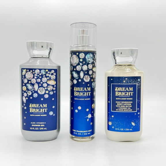 Bath & Body Works Dream Bright 10oz Shower Gel, 8oz Fine Fragrance Mist and 8oz Body Lotion 3-Piece Bundle