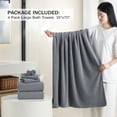 thumbnail image 4 of Green Essen 4 Pack Oversized Bath Towel Sets 700 GSM Soft Shower Towels 35 x 70 Inches Quick Dry Bath Sheets Highly Absorbent Bath Towel Clearance for Bathroom Spa Hotel Gym(Dark Grey), 4 of 9