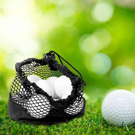 SEWCHICS Durable Black Nylon Mesh Balls Storage Bags with Drawstring Closure for Easy Carrying and Storing, Size Holds 1216 Balls