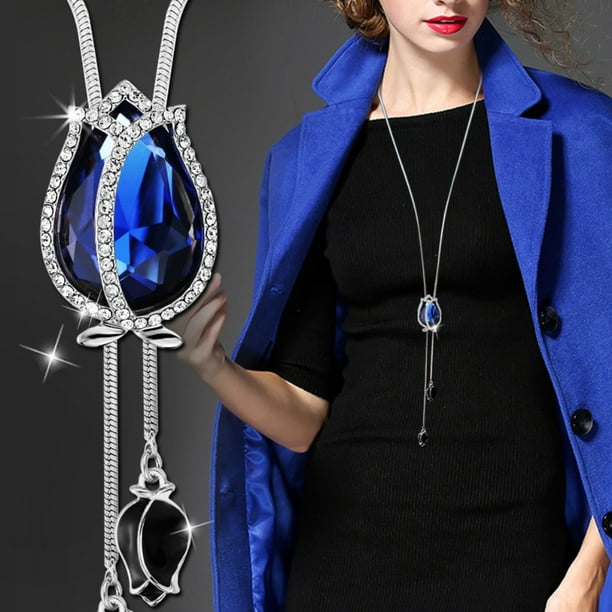 Essen Fashion Women Long Dress Sweater Chain Tulip Pendant