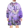 thumbnail image 2 of Purple Lavender Butterfly Scene Wearable Oversized Blanket,Wearable Blanket Hoodie for Adults,Cozy Hooded Blankets with Super Pockets,Super Warm Fuzzy Pullover for Women & Men, 2 of 6