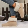 thumbnail image 5 of Bnwani Women Boots Toe Mid-Heel Ankle Fleece Warm Comfortable Casual Solid Snow Boot Beige Size 5.5, 5 of 6