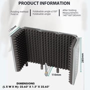 Technical Pro 5-Panel Microphone Isolation Shield Portable Acoustic Foam Black