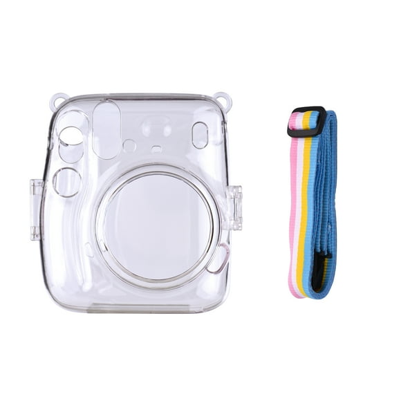 Clear Plastic Protective Cover with Rainbow Lanyard Compatible for Fujifilm Instax Mini 11 Instant Camera - Lightweight 130g Camera Shell Replacement Accessory, Package Includes 1 Case & 1 Colorful