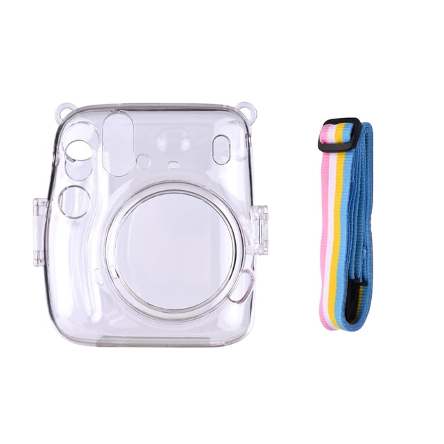 Clear Plastic Protective Cover with Rainbow Lanyard Compatible for Fujifilm Instax Mini 11 Instant Camera - Lightweight 130g Camera Shell Replacement Accessory, Package Includes 1 Case & 1 Colorful