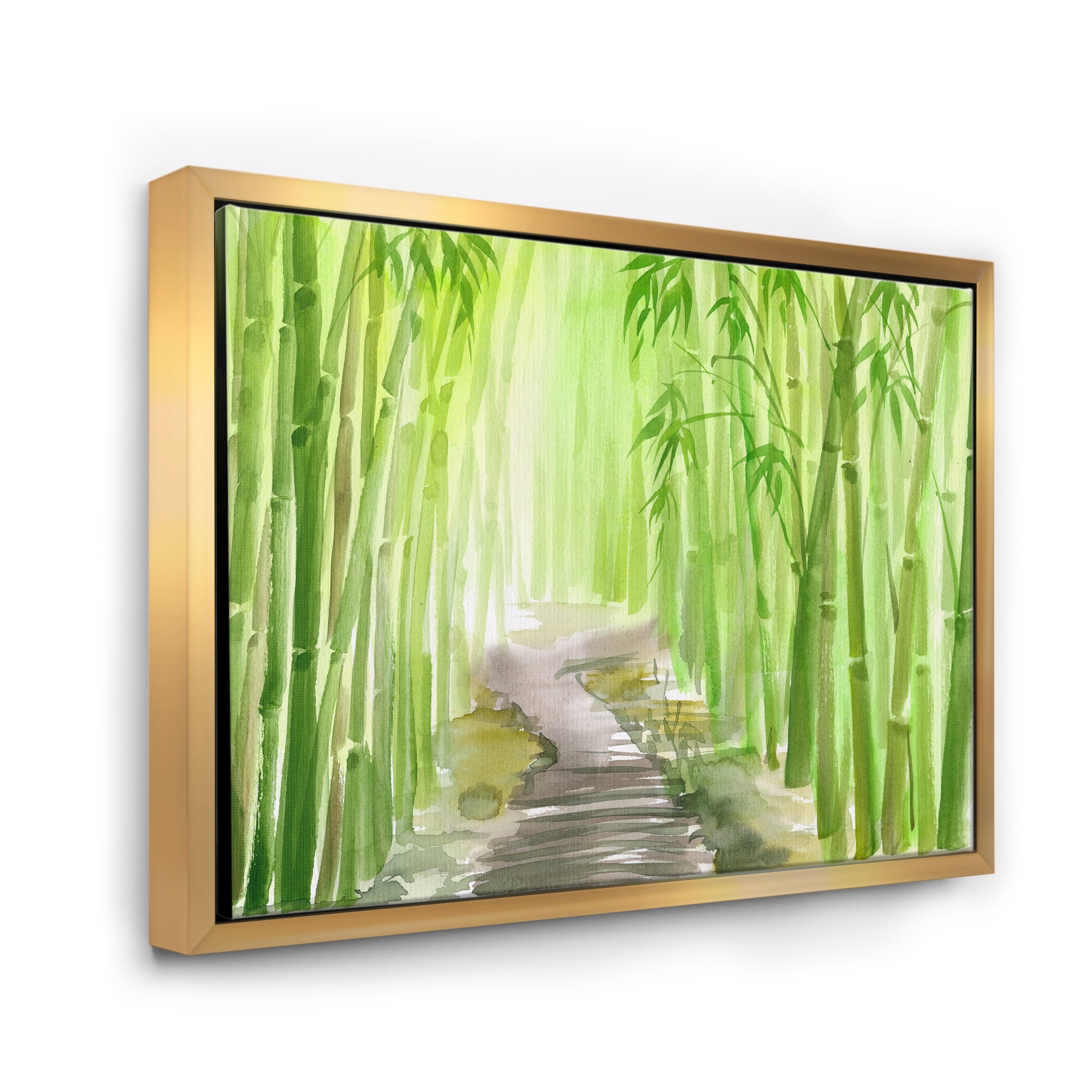Designart 'Path in Green Bamboo Forest' Traditional Framed Canvas Wall Art Print