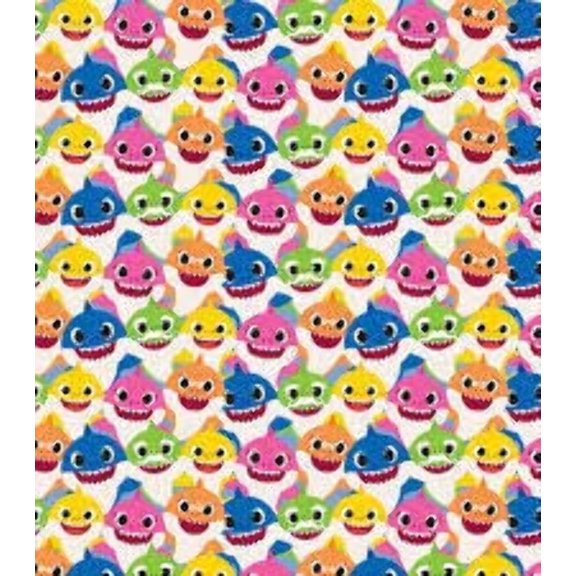 Handmade Valance, Curtain Panel, or Pillow Cover Baby Shark Packed