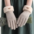thumbnail image 2 of Guantes cálidos de terciopelo grueso para mujer, estilo coreano, bonitos guantes de invierno de lana para conducir y ciclismo con pantalla táctil de cachemira, 2 of 6